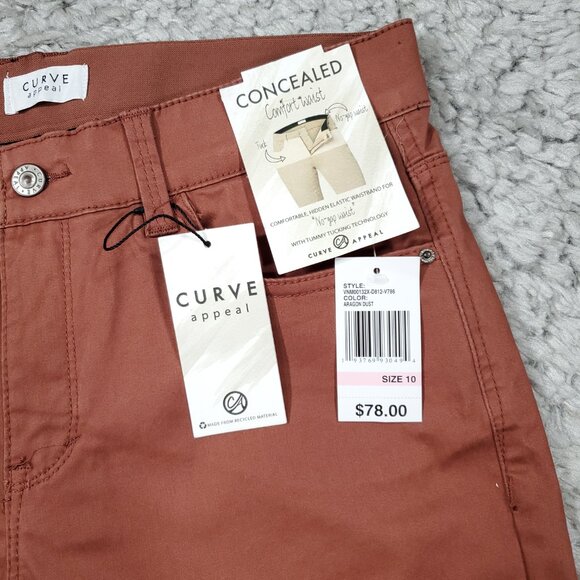 Curve Appeal Twill High Rise Comfort Waist Skinny Pants Stretch Brown Size 10 30 - Picture 3 of 8